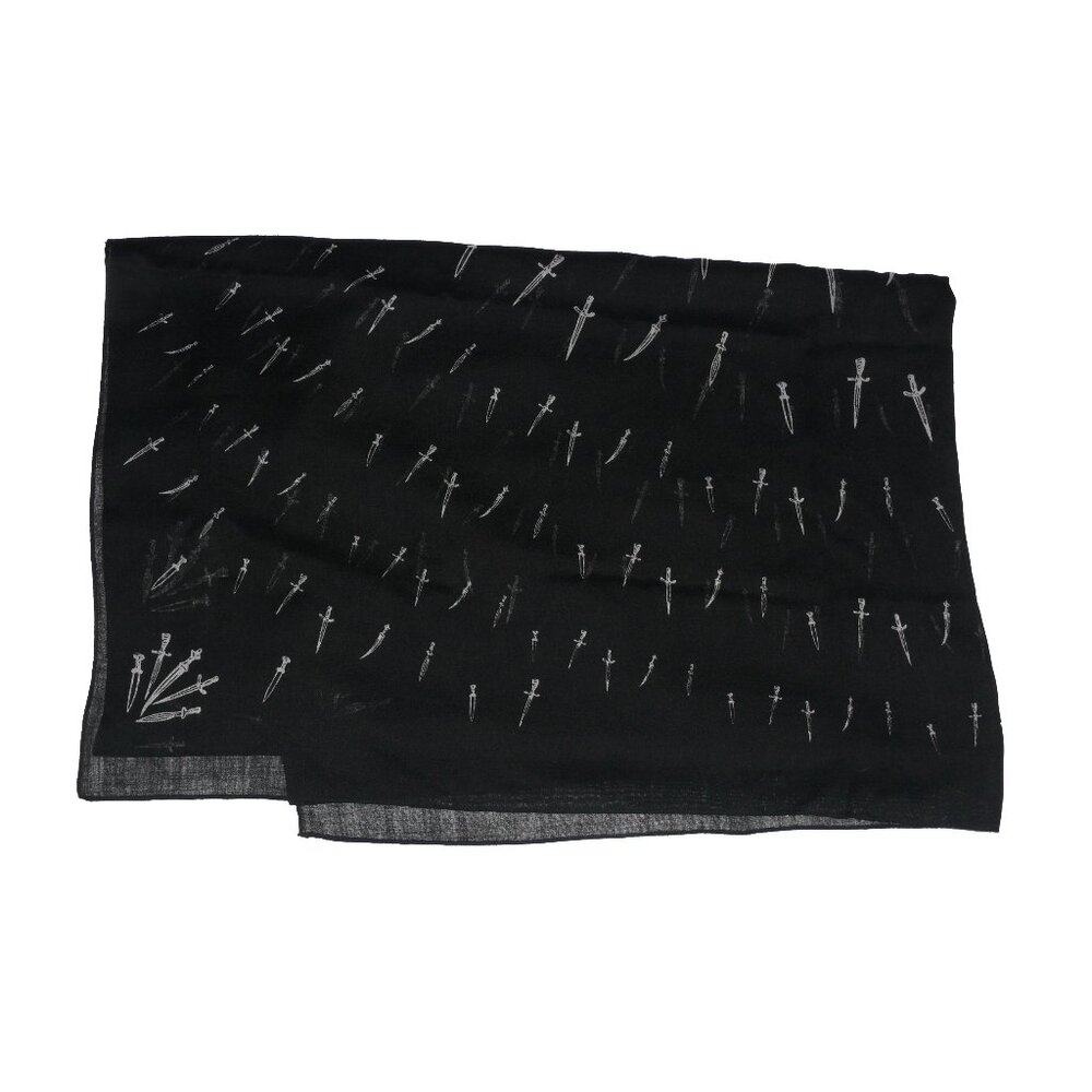 RAG & BONE BLACK WOVEN WOOL SIGNATURE DAGGER SCARF OVERSIZED XLNT COND